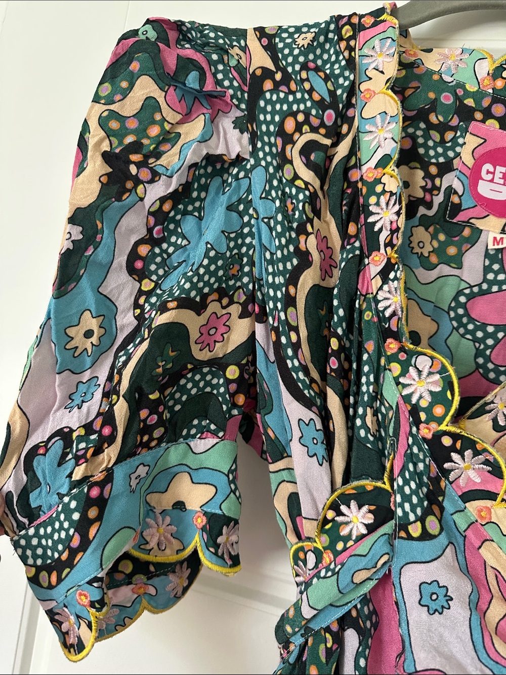 CeliaB Pink & Green Floral Wrap Midi Dress - Picture 8 of 9